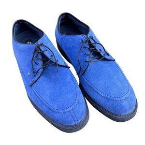 11M Hush Puppies Men's Ultramarine Blue Suede Saddle Oxford Dress Shoes Lace Up